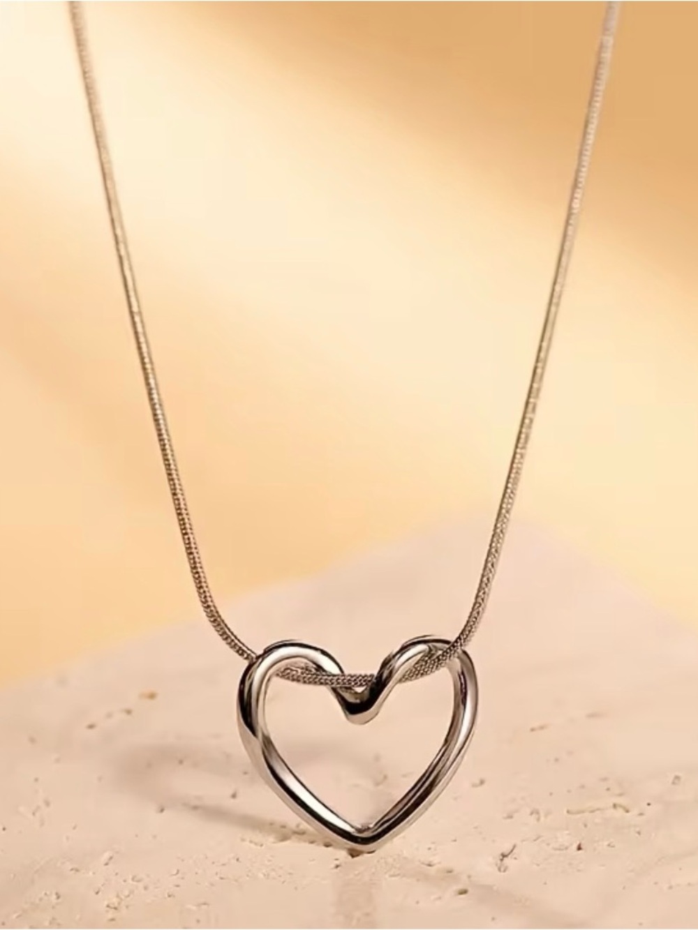 Silver Heart Pendant Necklace - Elegant